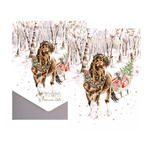 'Snowy Sleigh Ride' horse Christmas Card Pack