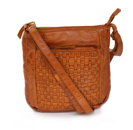 Baron Leather Weaved Crossbody