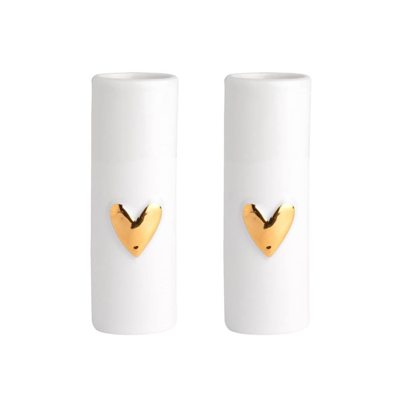 Räder - Gold Heart Set of 2 - Porcelain Mini Vases