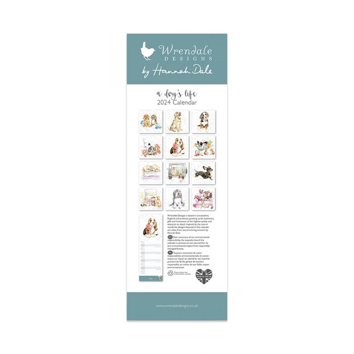 Wrendale 'A Dog's Life' Dog Slim Calendar 2024