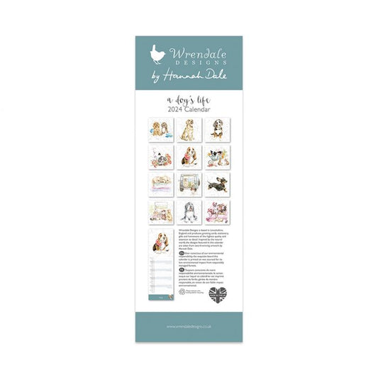 Wrendale 'A Dog's Life' Dog Slim Calendar 2024