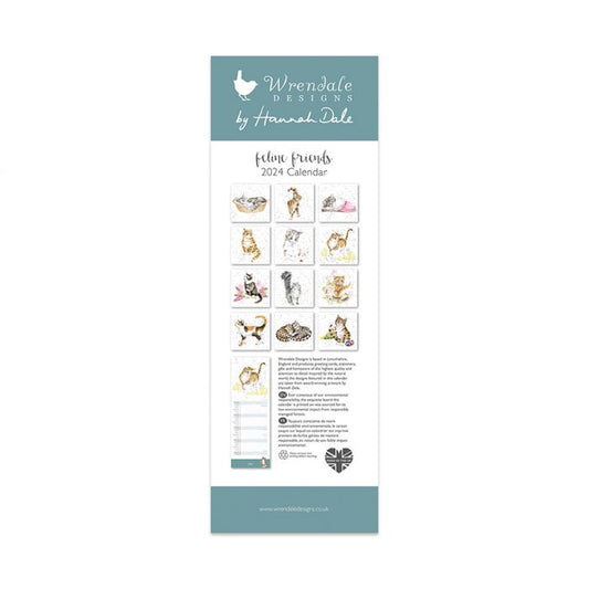 Wrendale 'Feline Friends' Cat Slim Calendar 2024