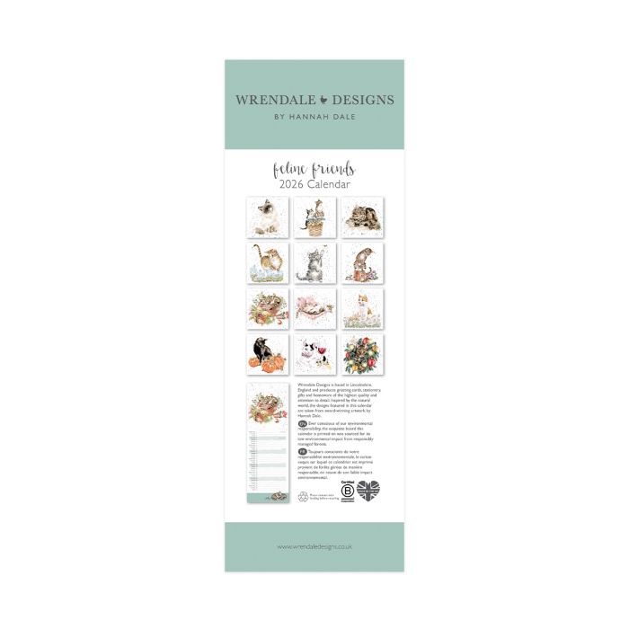 'Feline Friends' Slim Calendar 2026