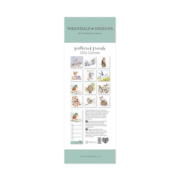 'Feathered Friends' Slim Calendar 2026