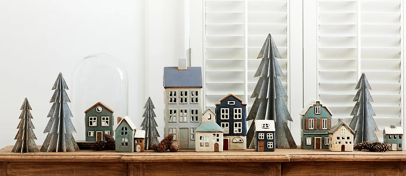 Alsace Tea Light House with Shutters Blue