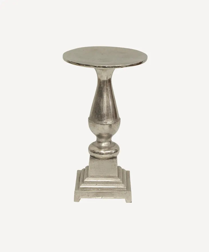 Brushed Silver Candle Plate Tall