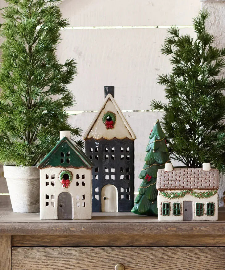Christmas Tea Light Cottage with Swag