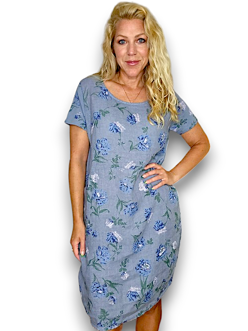 Helga May Petals of Blue Jungle Dress | Petrol