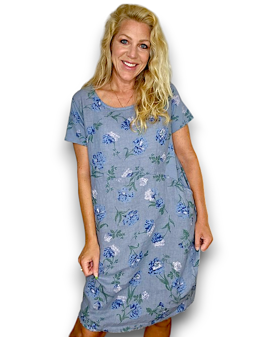 Helga May Petals of Blue Jungle Dress | Petrol