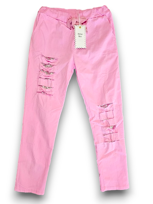 Bubblegum Plain Ripped Pants