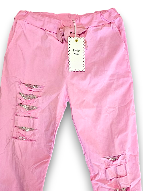 Bubblegum Plain Ripped Pants