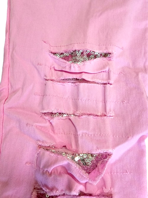 Bubblegum Plain Ripped Pants