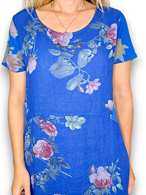 Helga May Thorn Rose Jungle Dress | Cobalt