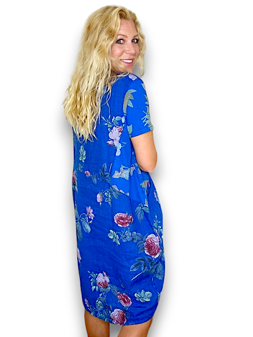 Helga May Thorn Rose Jungle Dress | Cobalt