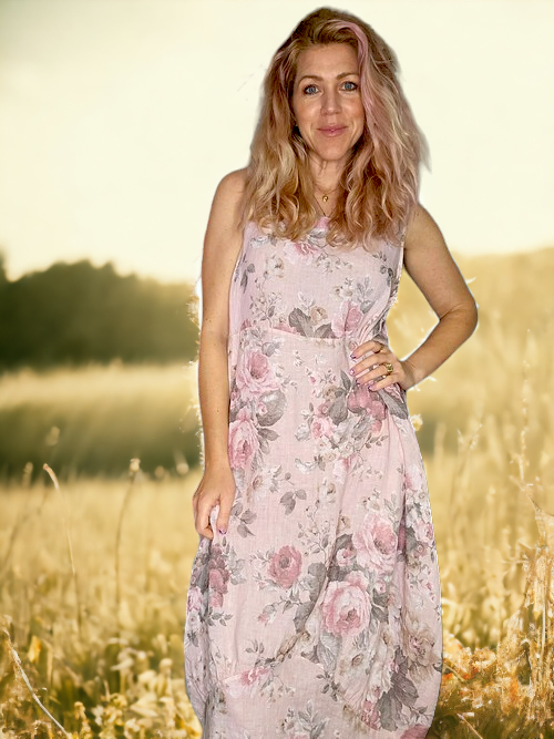 Helga May Pink Scarlett Rose Maxi Tank Dress