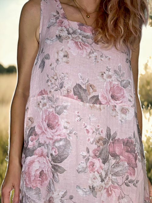 Helga May Pink Scarlett Rose Maxi Tank Dress