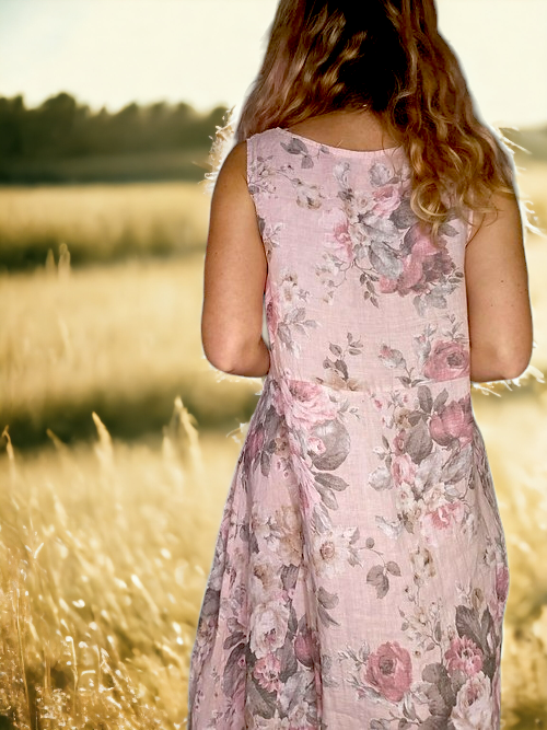 Helga May Pink Scarlett Rose Maxi Tank Dress