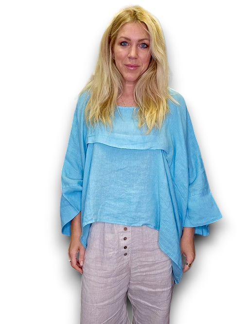 Helga May Light Turqouise Flutter Batsleeve Tee