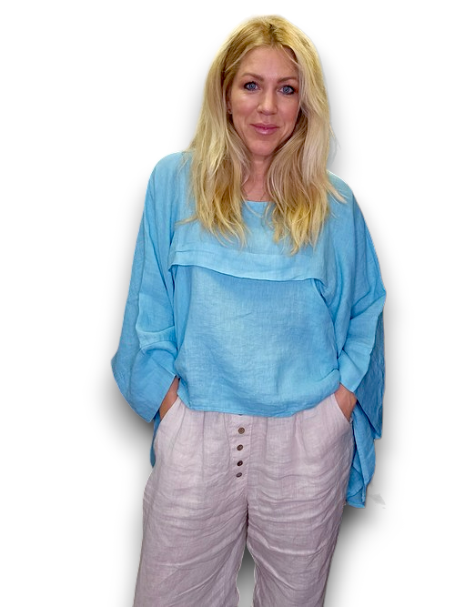 Helga May Light Turqouise Flutter Batsleeve Tee