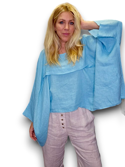 Helga May Light Turqouise Flutter Batsleeve Tee