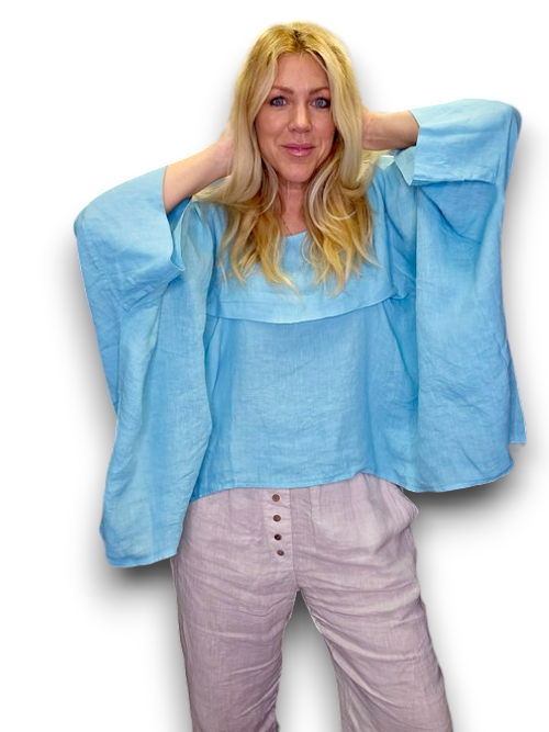 Helga May Light Turqouise Flutter Batsleeve Tee