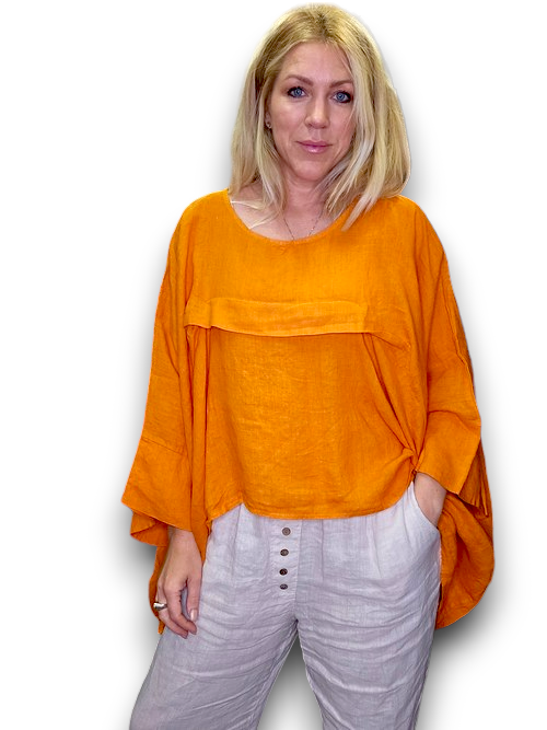 Burnt Orange Flutter Front Batsleeve Top
