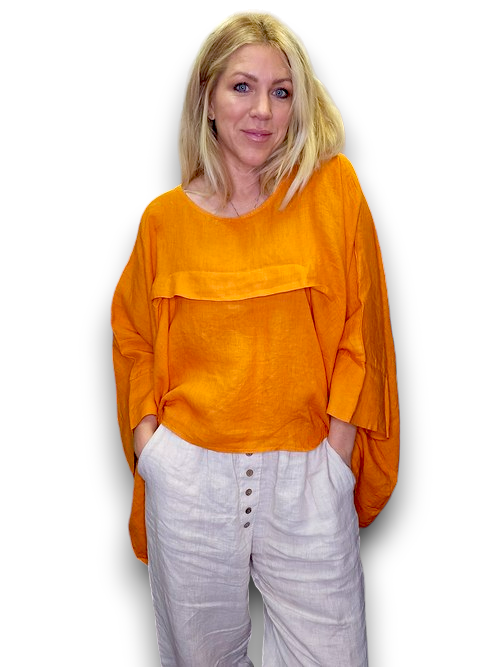 Burnt Orange Flutter Front Batsleeve Top