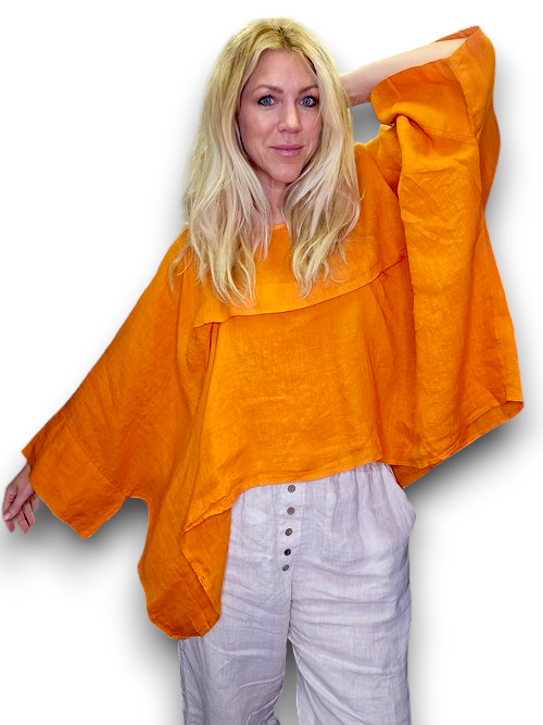 Burnt Orange Flutter Front Batsleeve Top