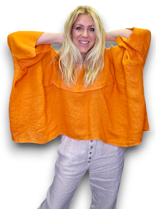Burnt Orange Flutter Front Batsleeve Top