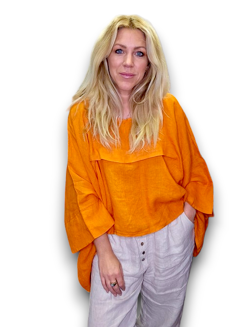 Burnt Orange Flutter Front Batsleeve Top