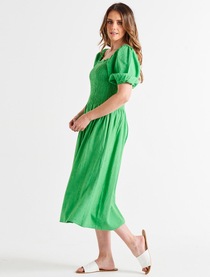 Ingrid Shoulder Dress | Bright Green