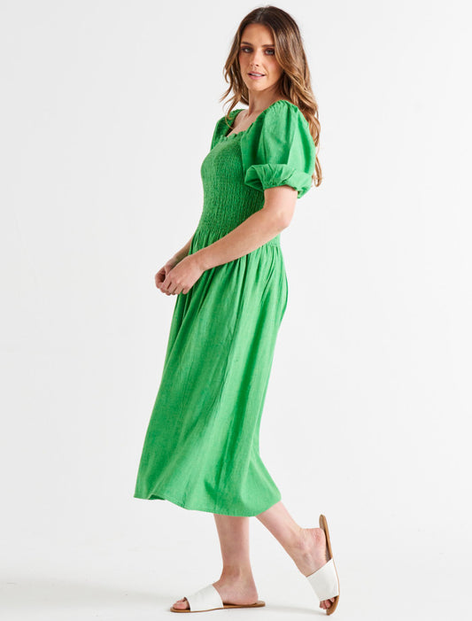 Ingrid Shoulder Dress | Bright Green
