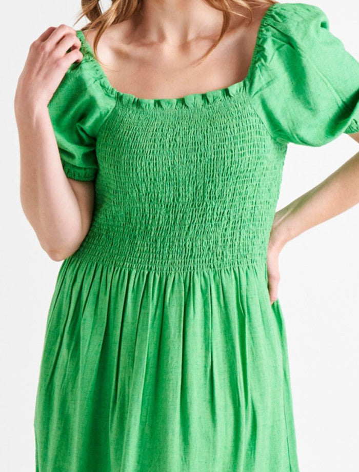 Ingrid Shoulder Dress | Bright Green