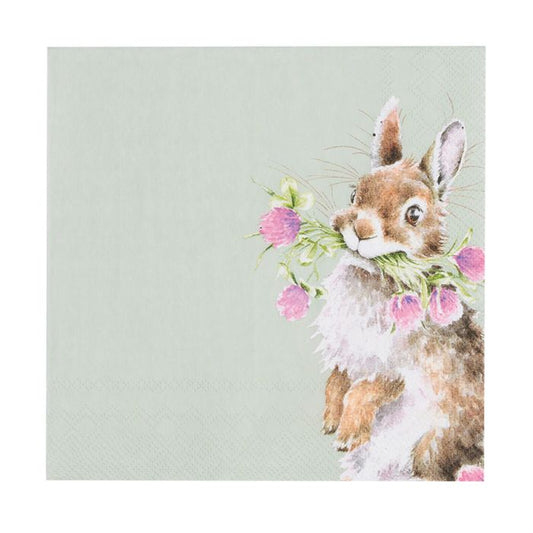 'Head Clover Heels' rabbit cocktail napkin