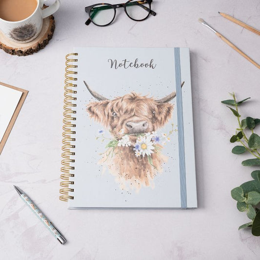 Wrendale 'Daisy Coo' highland cow A4 notebook