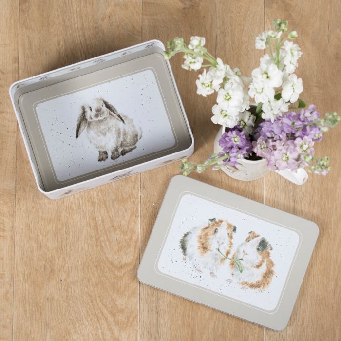 Wrendale Guinea Pig & rabbit Rectangular Tin