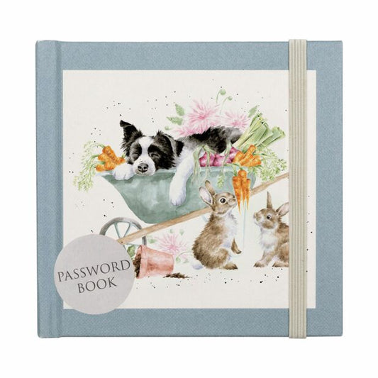 'Sleeping on the Job' Border Collie and Rabbit Password Book