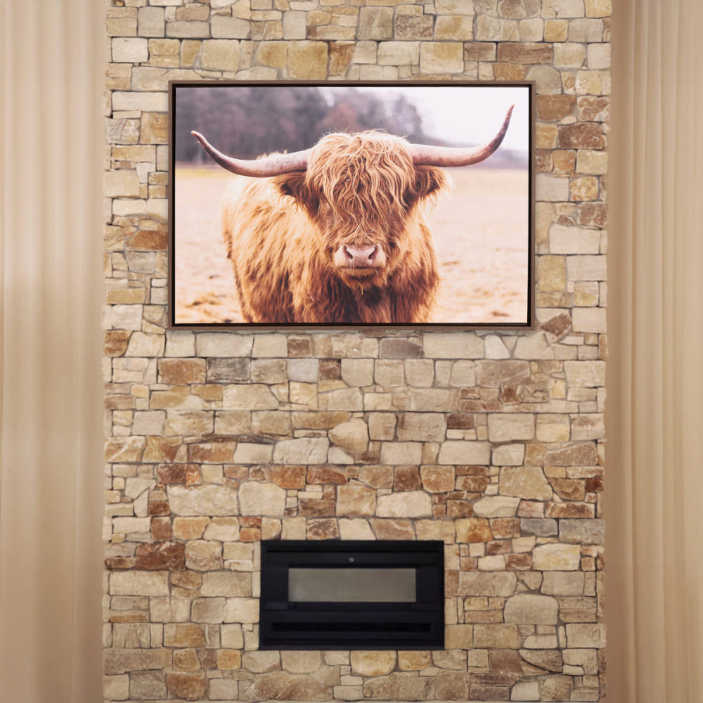 Rustic Meadow Highland Cow Framed Canvas 94x64