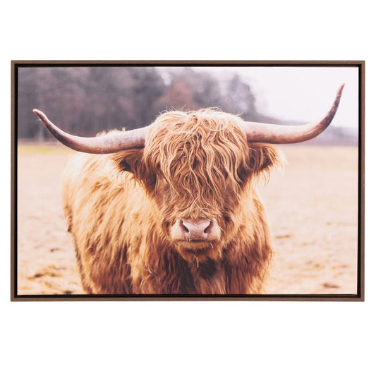 Rustic Meadow Highland Cow Framed Canvas 94x64