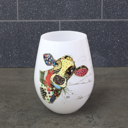 Connie the Cow Stemless Wine Glass