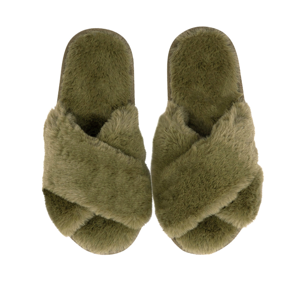 SnuggUps Women's Cross Open Toe Olive