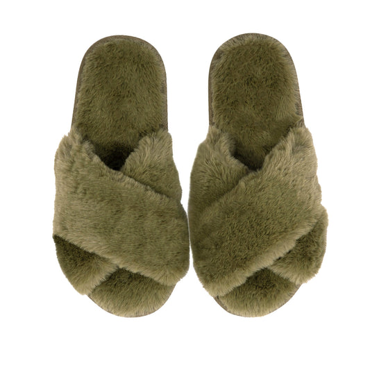 SnuggUps Women's Cross Open Toe Olive