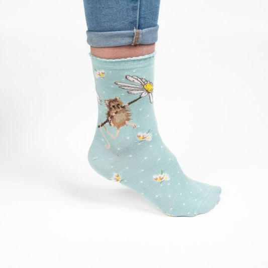 Wrendale 'Oops a Daisy' mouse socks