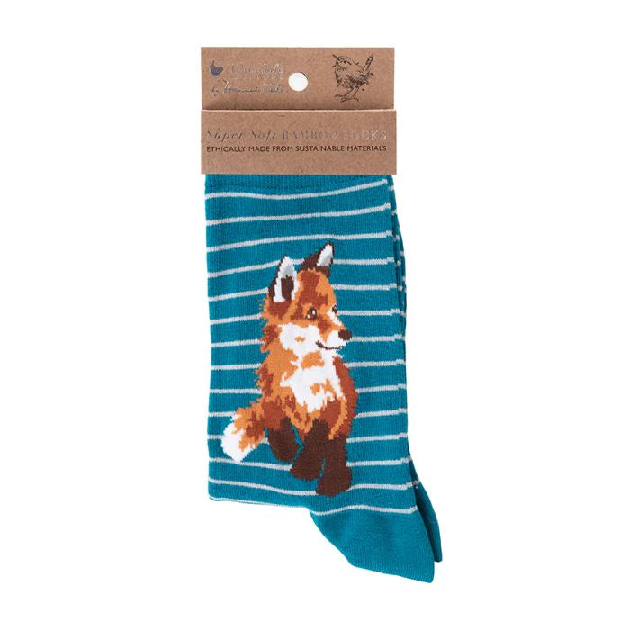 Wrendale Teal Fox Socks