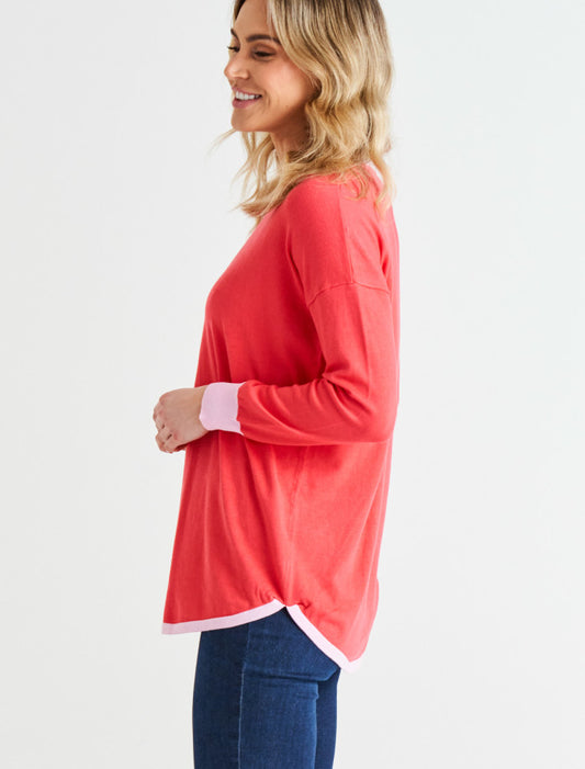 Sophie Knit Jumper - Pink Tipping