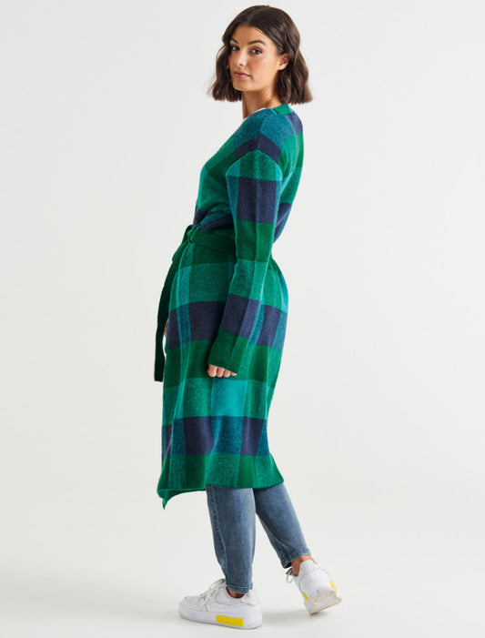 Swift Cardigan - Green/Blue Check