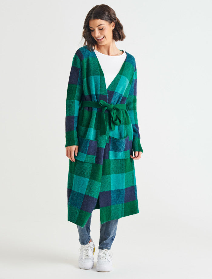 Swift Cardigan - Green/Blue Check