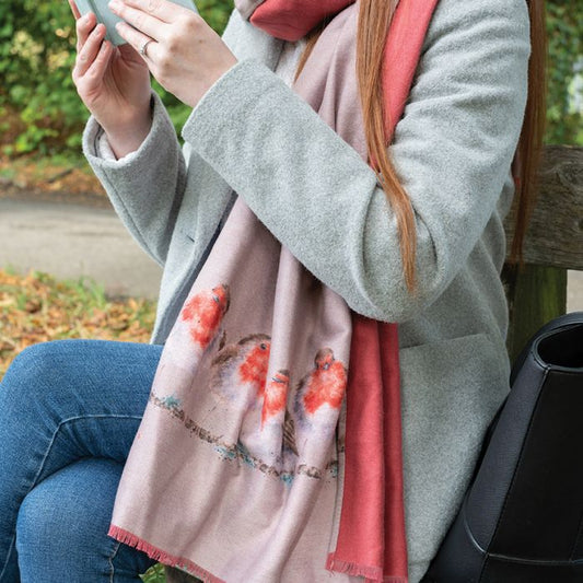 Wrendale 'Jolly Robin' robin winter scarf