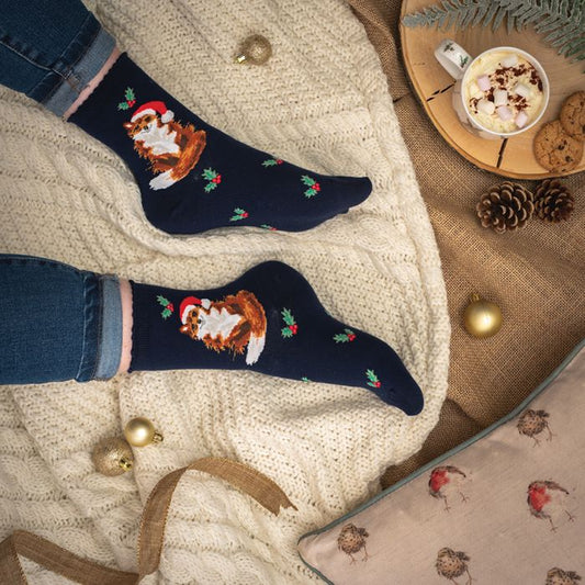 Wrendale 'Festive Fox' Fox Socks