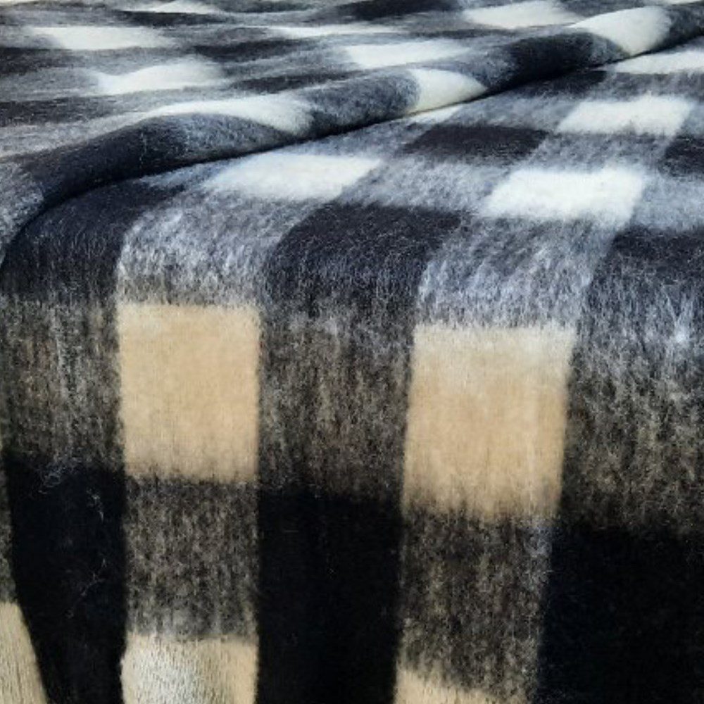 Bliss Mohair Throw | Black & White Check